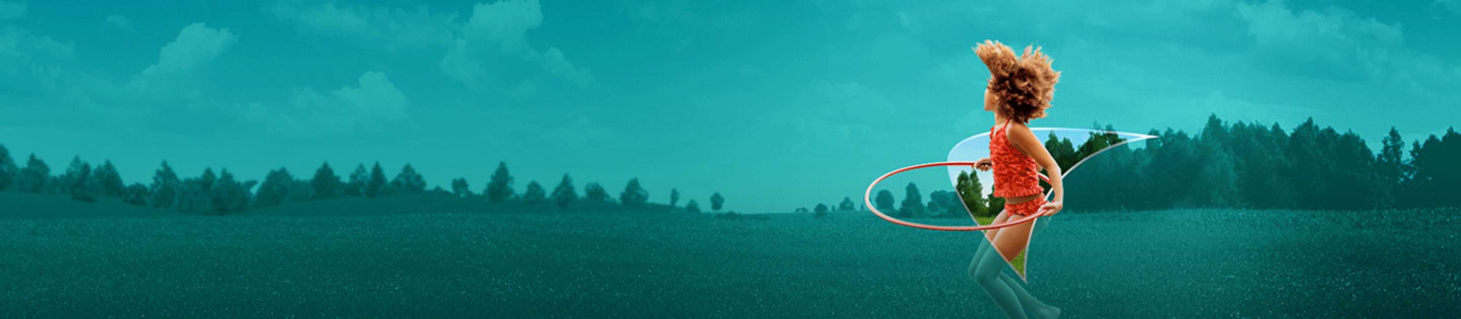 Picture of a young girl playing with a Hula-Hoop. A liver shape appears behind her.